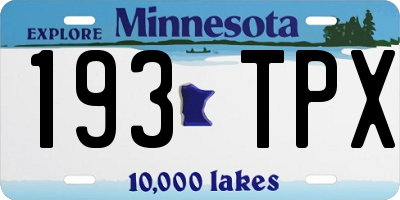MN license plate 193TPX