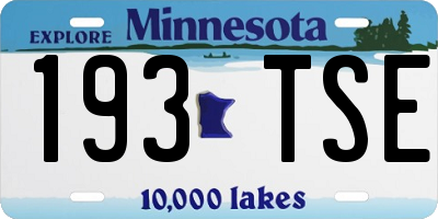 MN license plate 193TSE