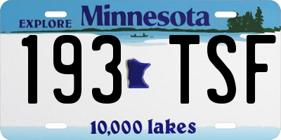 MN license plate 193TSF