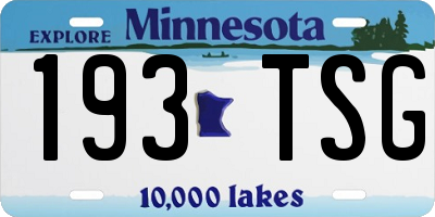 MN license plate 193TSG