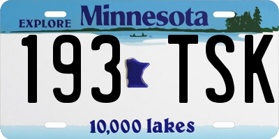 MN license plate 193TSK