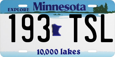 MN license plate 193TSL