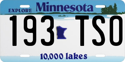 MN license plate 193TSO