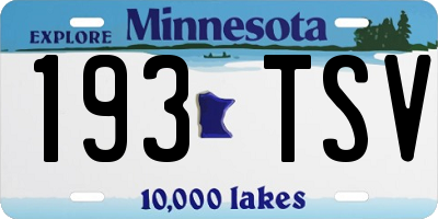 MN license plate 193TSV