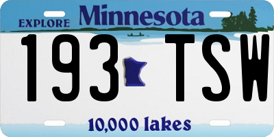 MN license plate 193TSW
