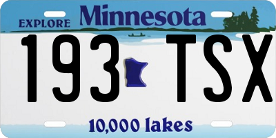 MN license plate 193TSX