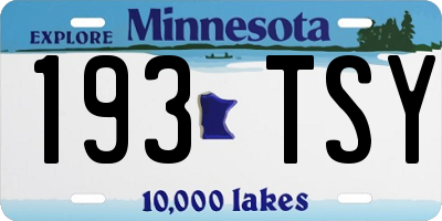 MN license plate 193TSY