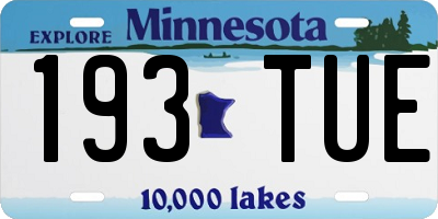 MN license plate 193TUE