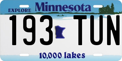 MN license plate 193TUN