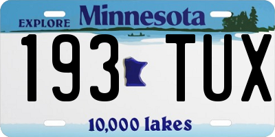 MN license plate 193TUX