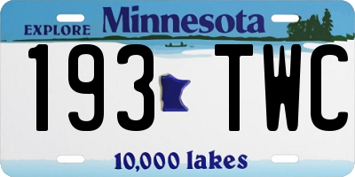 MN license plate 193TWC