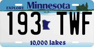MN license plate 193TWF