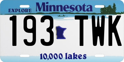 MN license plate 193TWK