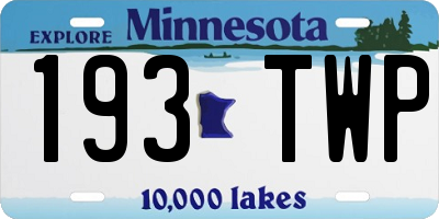 MN license plate 193TWP