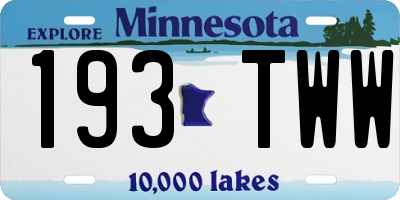 MN license plate 193TWW