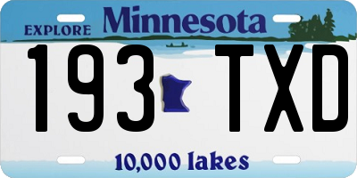 MN license plate 193TXD