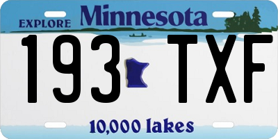 MN license plate 193TXF