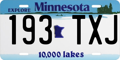 MN license plate 193TXJ