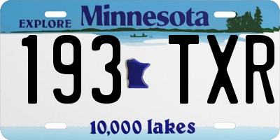 MN license plate 193TXR