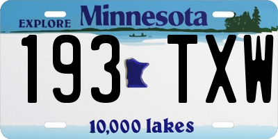 MN license plate 193TXW