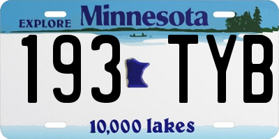 MN license plate 193TYB