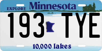 MN license plate 193TYE