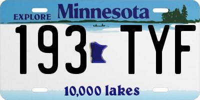 MN license plate 193TYF