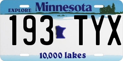 MN license plate 193TYX
