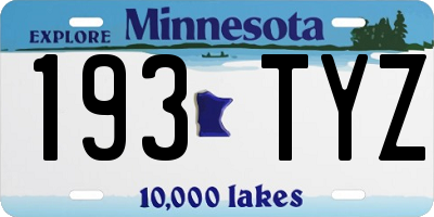 MN license plate 193TYZ