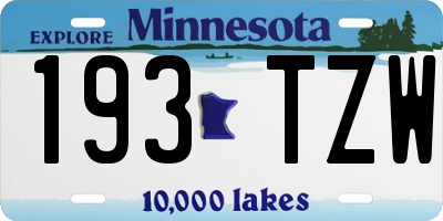MN license plate 193TZW