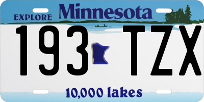 MN license plate 193TZX