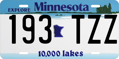 MN license plate 193TZZ