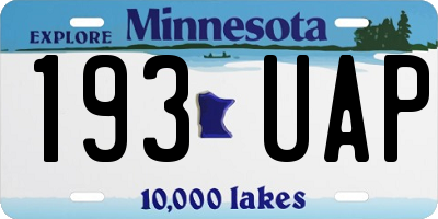 MN license plate 193UAP