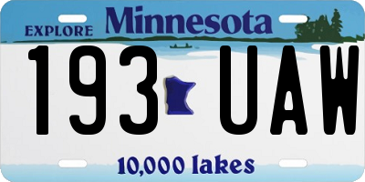 MN license plate 193UAW