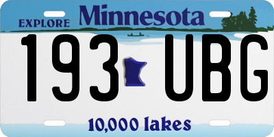 MN license plate 193UBG