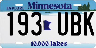 MN license plate 193UBK