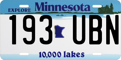 MN license plate 193UBN