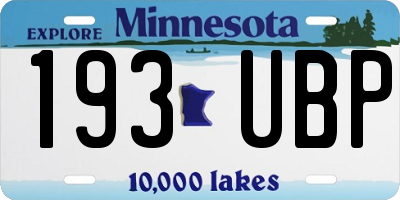 MN license plate 193UBP