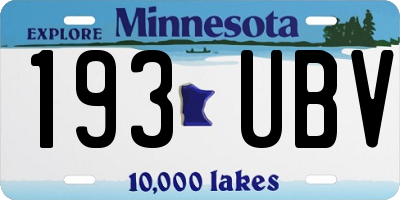 MN license plate 193UBV