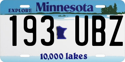 MN license plate 193UBZ