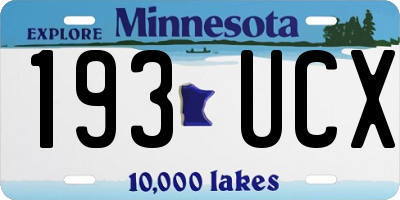 MN license plate 193UCX