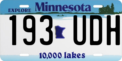 MN license plate 193UDH
