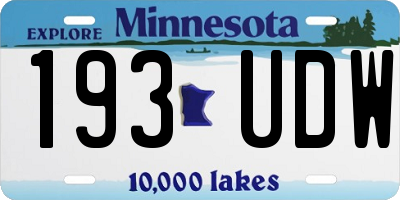 MN license plate 193UDW