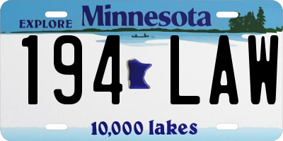 MN license plate 194LAW
