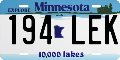 MN license plate 194LEK