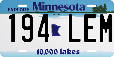 MN license plate 194LEM