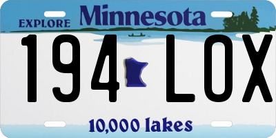 MN license plate 194LOX