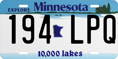MN license plate 194LPQ