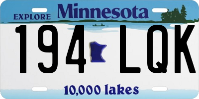 MN license plate 194LQK