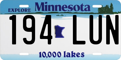 MN license plate 194LUN